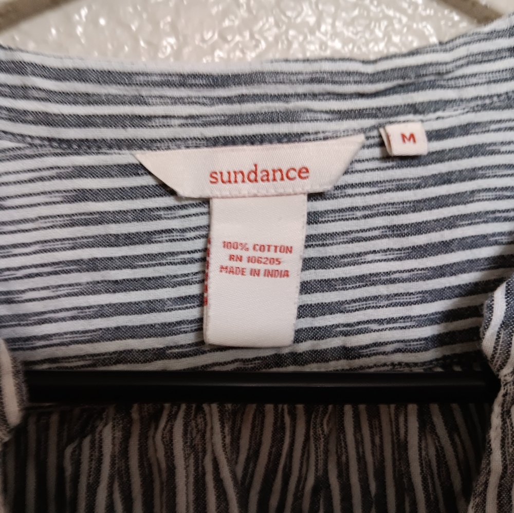 Sundance Gray Stripe Button Front Cotton Shirt Top - image 4